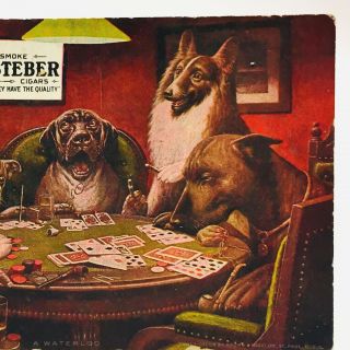 Steber Cigars Advertising Postcard A Waterloo Dogs Playing Poker 1906 Coolidge 4
