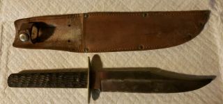 Wade & Butcher Sheffield England Bowie Knife With Stag Handle & Sheathe