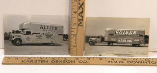 2 Rppc Real Photo Advertising Postcard Moving Vans Trucks Jasper Haysville In