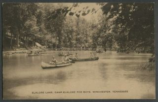 Winchester Tn: C.  1930s Postcard Camp Elklore Lake For Boys,  Canoeing,  Swimming