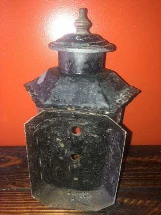 Vintage Black Over Copper Wall Mount Sconce Beveled 5 Panel Glass Lantern light 7