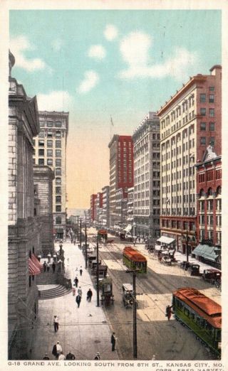 Kansas City,  Mo,  Grand Ave.  So.  From 8th Street,  1915 Fred Harvey Postcard F8768