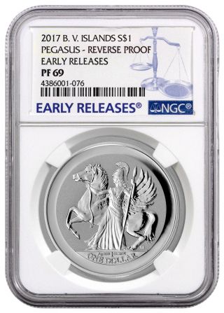 2017 British Virgin Islands $1 1 Oz Reverse Pf Silver Pegasus Ngc Pf69 Sku43241