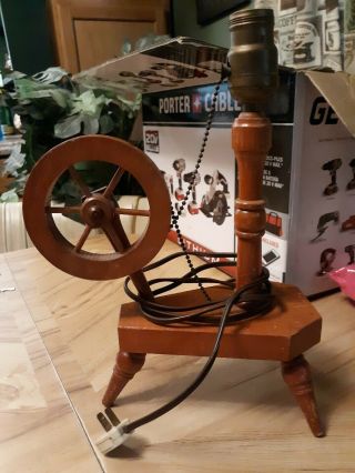 Vintage Spinning Wheel Lamp,  Comes With No Shade.