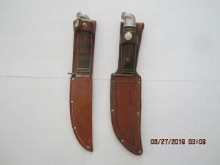 (total Of 2) Western Fixed Blade Knives & Sheath Marked L 66 & W 66