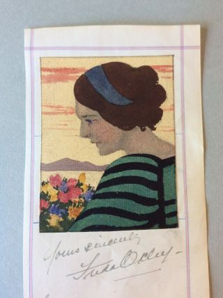 Exceptional English Watercolour,  3” X 4” 1918,  Lovely Young Woman