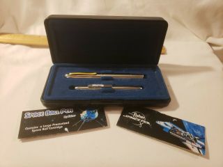 Perfect Vintage Fisher Space Ball Pen And Space Pen Set Gold Clip & Chrome