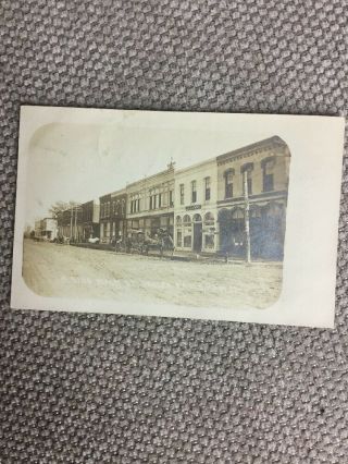 Vintage 1908 Main Street Valley Falls Kansas Rppc Real Photo Postcard