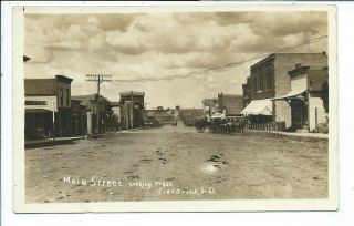 Frederick Sd South Dakota Rppc Postcard Main Street Horses & Wagons Posted 1912