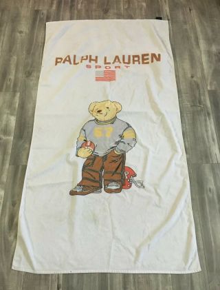 Vintage 90s Ralph Lauren Polo Sport Football 67 Bear Towel Rare