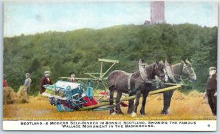 International Harvester Advertising Farming Postcard Scotland Modern Self - Binder