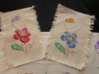 Vintage Set of 4 Matching Dresser Scarf / Table Runners Embroidered Flowers 4