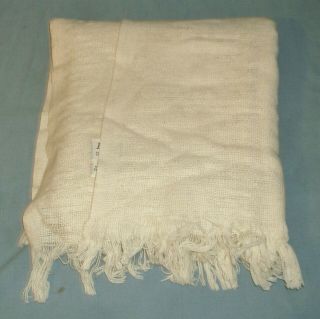 Faribault Woolen Mills Faribo 60 Wool Throw Blanket Cream Ivory White W/ Fringe