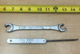 Mac Ohb1618 Flare Nut Line Wrench 1/2 " X 9/16 " 6 - Pt / Sw10 Pick Set Tool Vintage