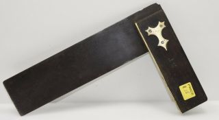 Vintage 9 " Rosewood & Brass Plated Try Square (inv H028)