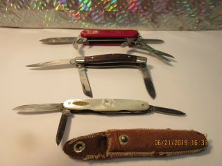 Vintage Jack Knife Robeson Pocket Eze,  Winchester,  & Swiss Army Knife.  Ck