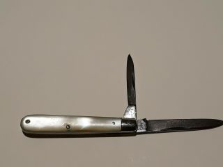 Vintage Maher & Grosh 2 - Blade Pocket Knife Mother Of Pearl Handle