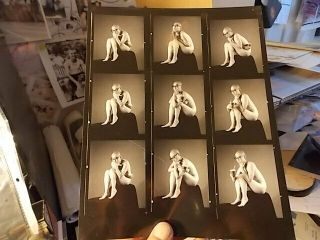Nude Bald Asian Young Woman Contact Proof Photo Sheet,  Negatives