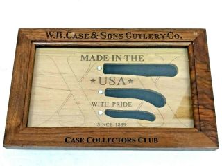 Rare W R Case Xx Club Collectors 3 Knife Display Walnut & Oak Wall Or Desk Flip
