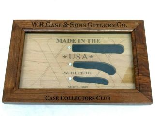 Rare W R Case XX Club Collectors 3 Knife Display Walnut & Oak Wall or Desk Flip 6
