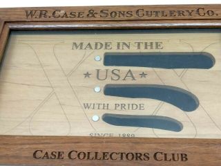 Rare W R Case XX Club Collectors 3 Knife Display Walnut & Oak Wall or Desk Flip 7