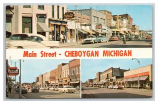Michigan Cheboygan Main Street Circa 1957 Posted 1964 To Mrs J Mclellan,  Detroit