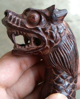 Antique Ethnographic Balato Sword Keris Kris Krissen Handle Dragon Java Tamarind