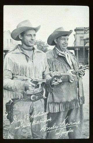 1953 Tv Show Postcard Guy Madison (" Wild Bill Hickok ") & Andy Devine (" Jingles ")