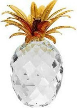 Swarovski Crystal Figurine Large Pineapple Hammered Gold Leaf 7507 Nr 105 001