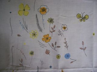 Vintage Flowers & Butterflies Retro Mcm Square Tablecloth 53 " X 51 " Buy It Now