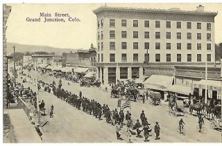 Antique Postcard Main Street Parade Grand Junction Colorado Co
