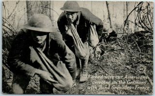 Wwi Kavanaugh Chicago Daily News Postcard " Americans Creeping On The Germans "