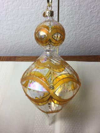 Christopher Radko Iridescent Clear Gold Glass Ornament Very Rare