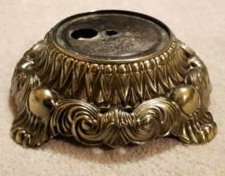 Vintage Antique Brass Finish Cast Metal Footed Table Lamp Base Part 4 " Fitter