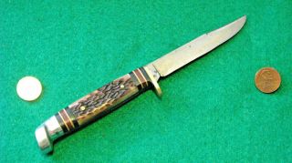 Vtg Sheath Blade Hunt Usa Western S648B Handle 60s Knife 1 Org leather fold case 5