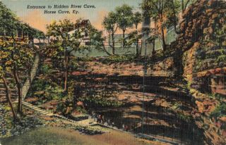 Postcard Entrance To Hidden River Cave Horse Cave Kentucky