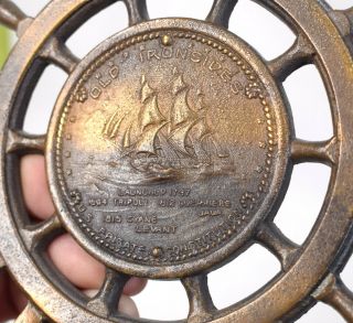 Old Ironsides 1927 Ship ' s Wheel Bookends From 1812 US Frigate Constitution Metal 2