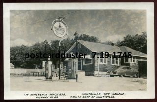 1748 - Huntsville Ont 1920s Muskoka.  Supertest Gas Station.  Store.  Real Photo Pc
