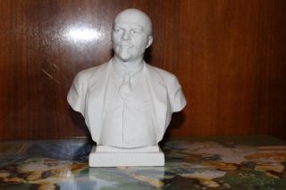 Vintage Ussr Russia Lfz Factory Porcelain Biscuit Bust Vladimir Lenin