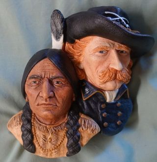 Bossons Chalkware Head George Custer And Sitting Bull