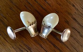 Vintage Un - Engraved Elk’s Lodge Elk Teeth Tooth Cuff Links Cufflinks