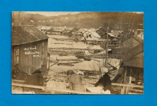 Sistersville Wv,  Rppc 1913 Flood From Boardwalk To B & O Railroad Depot,  Fly,  Oh