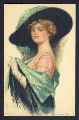 Frank H.  Desch A/s Art Deco Poem Stella Plume Feather Large Hat Pink Dress Shawl