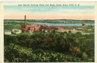 Sioux Falls South Dakota Sd " John Morrell Packing Plant & Stock Yards " Postcard