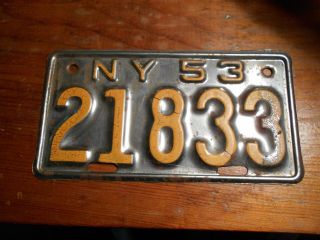 Vintage 1953 Ny York Motorcycle License Plate=indian=harley=side Car=chopper