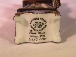 Authentic Parry Vieille Limoges Grandfather Clock Porcelain Hinged Trinket Box 3