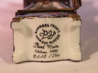 Authentic Parry Vieille Limoges Grandfather Clock Porcelain Hinged Trinket Box 4