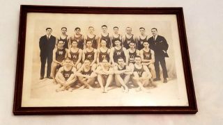 Vintage Antique Early 1900s Wisconsin High School Swim Team Framed Photo