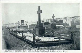 Graves Of And Memorial Plaque To British Naval Casualties 1914 Falkland Islands