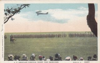 World War I U.  S Airplane Directing Troops Postcard 1918 - 1919